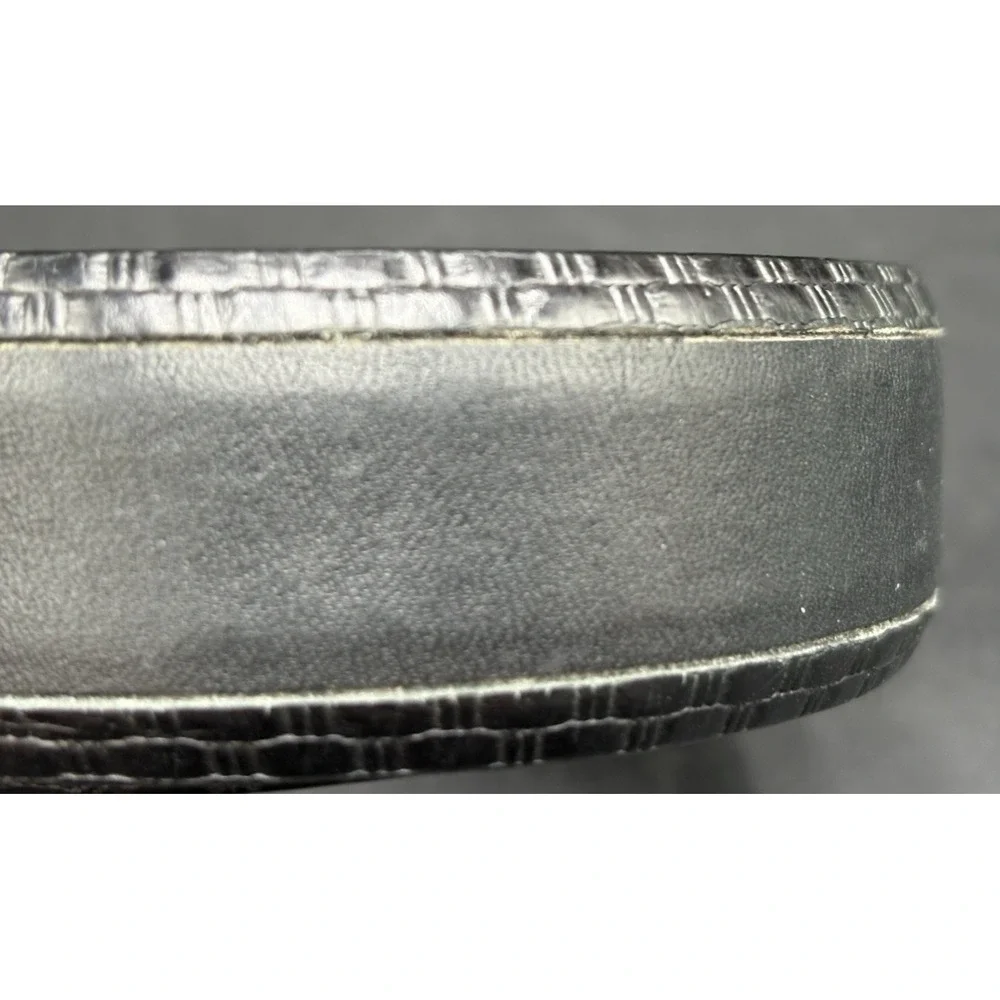 Trafalgar Men's Belt Cortina 36/90 Black Genuine Leather Silver Buckle GUC